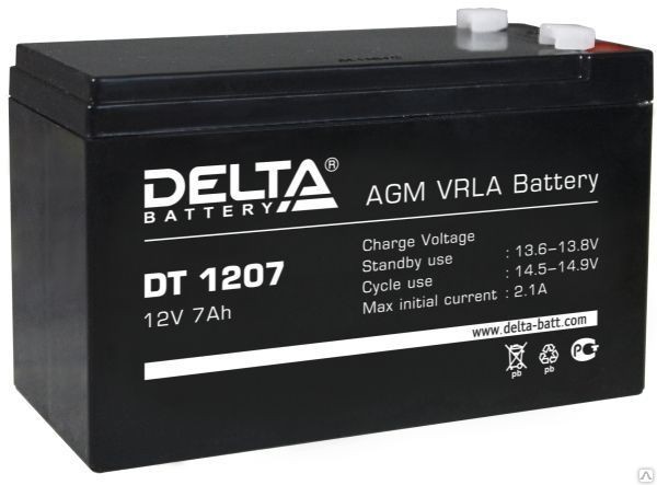 Основное фото Аккумулятор Delta DT 1207 гелевый 12v 7ah (151 x 65 x 95) для ИБП