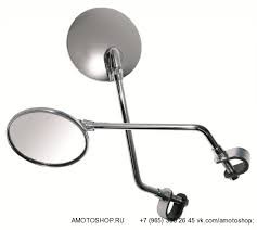 Основное фото Зеркало мото универсальное (с хомутом на руль) Chaft IN109 серебристое