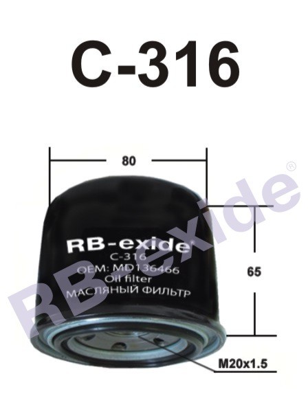 Основное фото Фильтр масляный RB-exide C-316 MD136466 (C-307, C-023E)