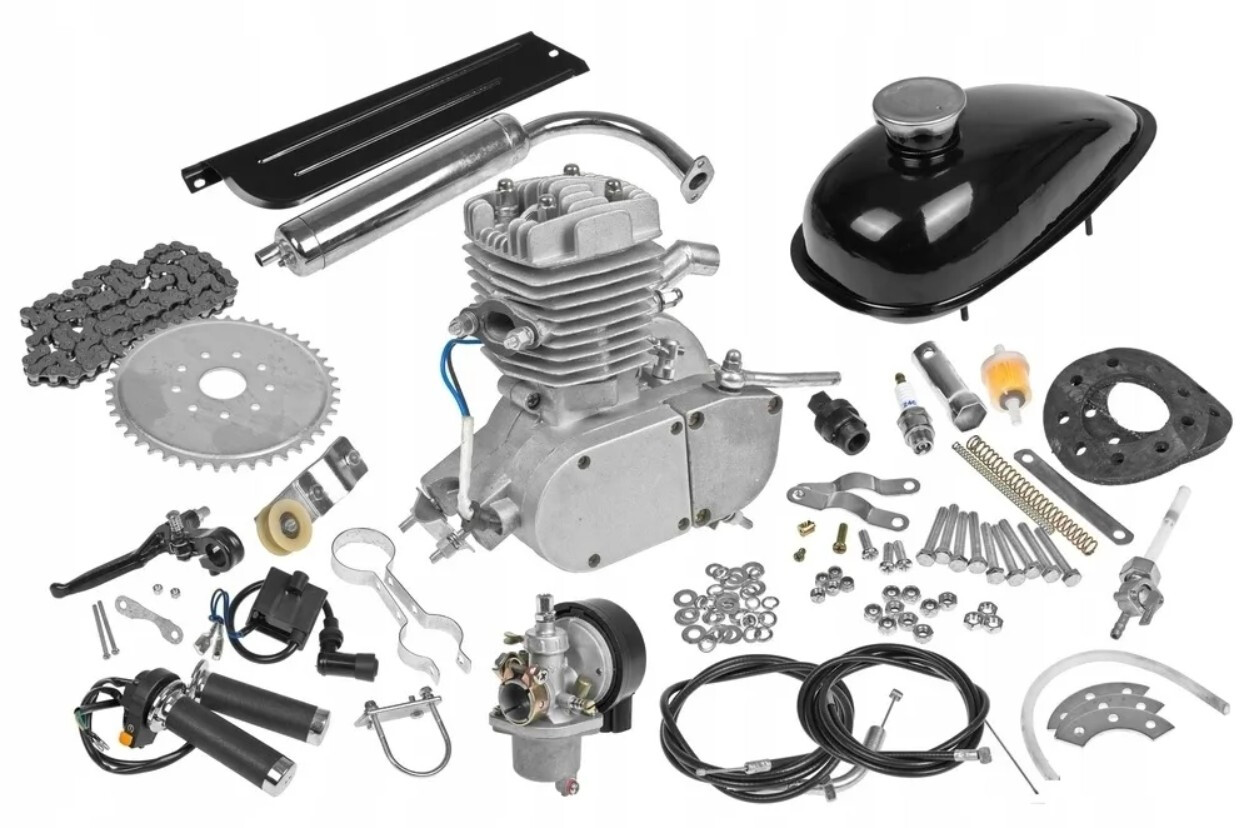 Основное Фото товара Двигатель 80сс 2т ВЕЛОМОТОР 80сс полный комплект для установки на велосипед