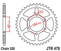 Основное фото Звезда задняя (ведомая) JT SPROCKETS JTR 478 45