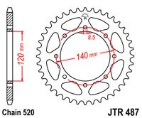 Основное фото Звезда задняя (ведомая) JT SPROCKETS JTR 487 43